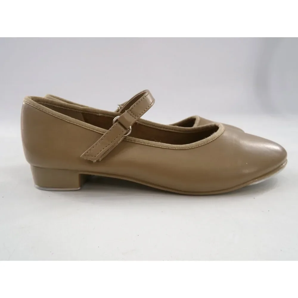Pre-Owned Dance Tan Tap Shoes ABT Youth 13 Mary Jane Patent Leather Loop Strap